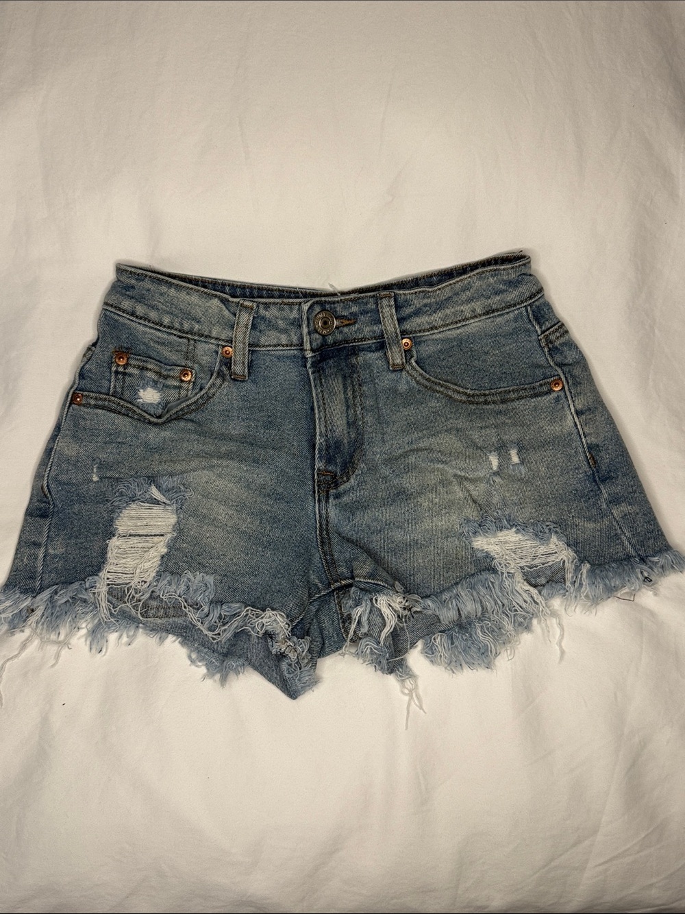 Almost Famous Distressed Light Blue Denim Shorts